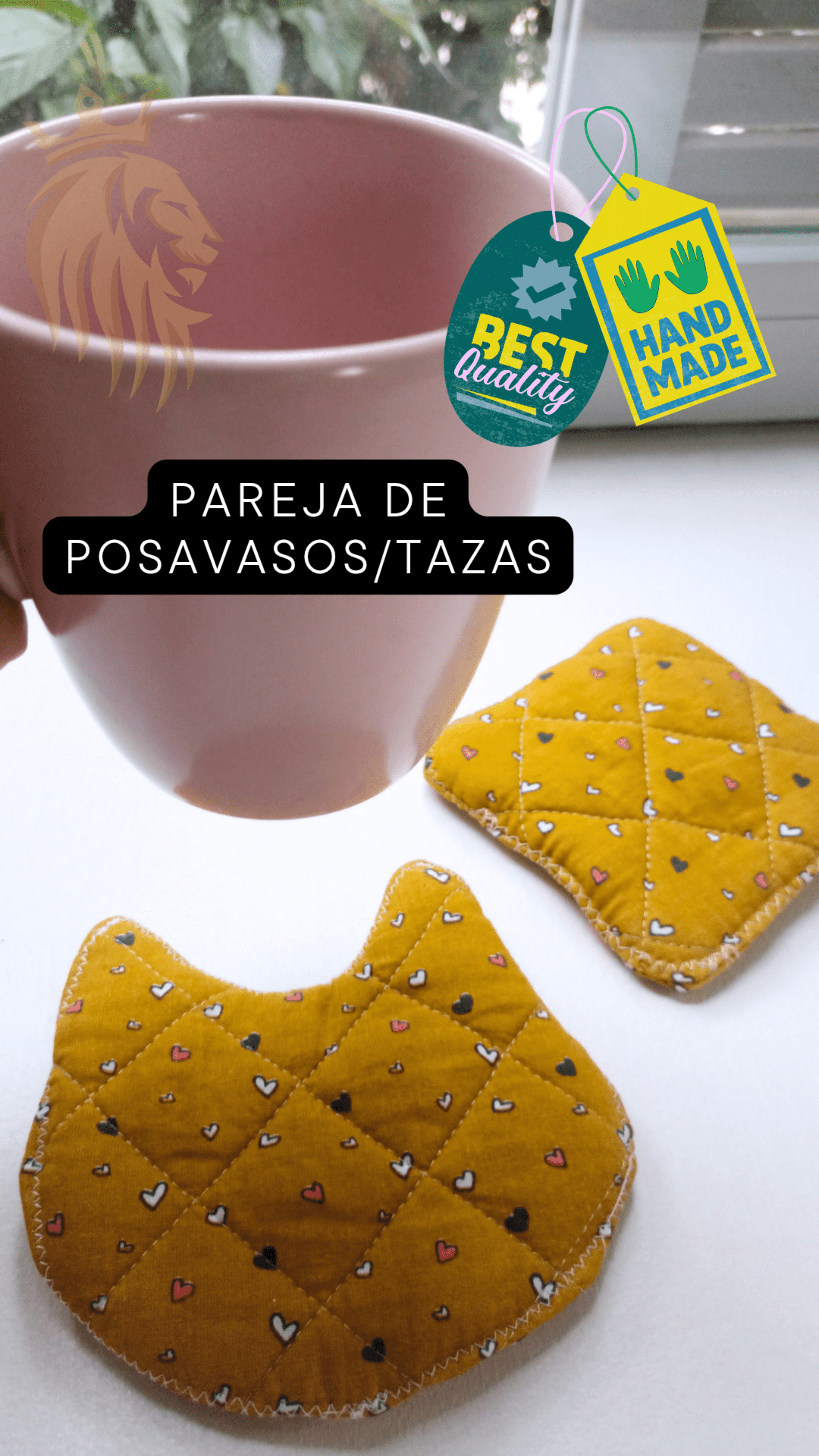 Pareja de Posavasos/tazas acolchados multiusos + Regalo - 2