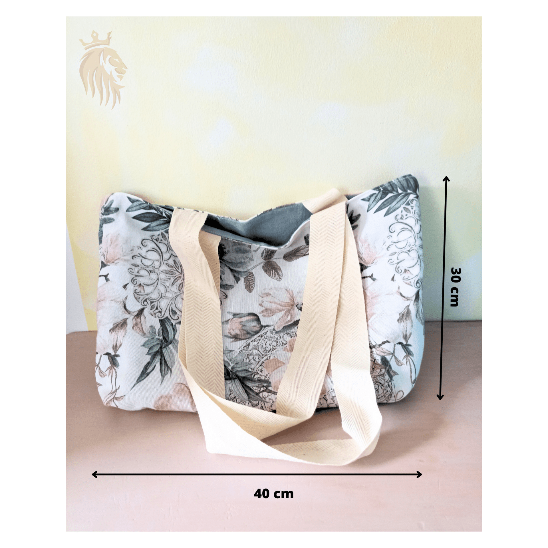 Tote bag reversible floral/gris claro + Regalo - 5