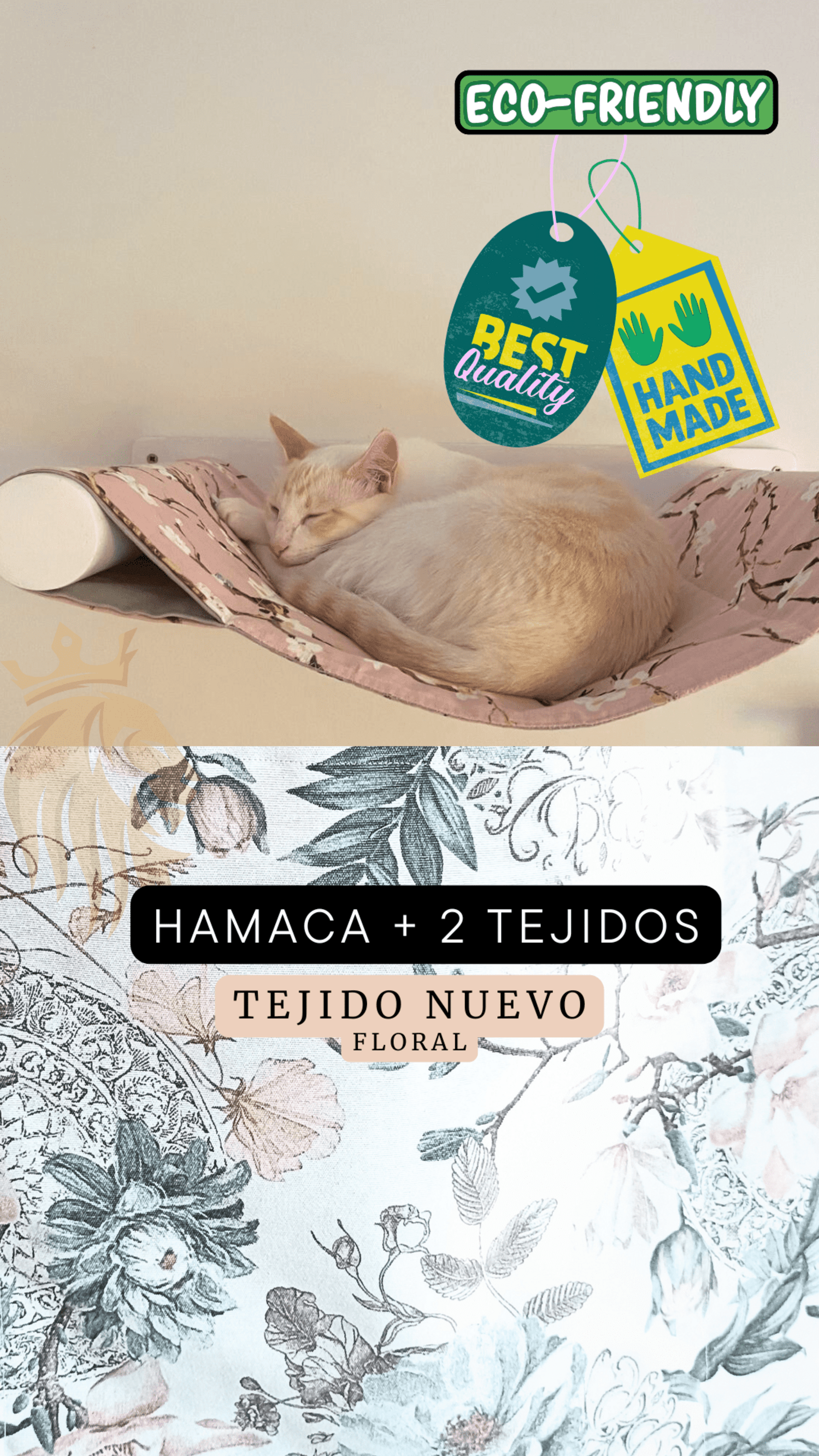 Hamaca para gatos + 2 Tejidos (¡1 de recambio!) + Estudio + Regalo - 6
